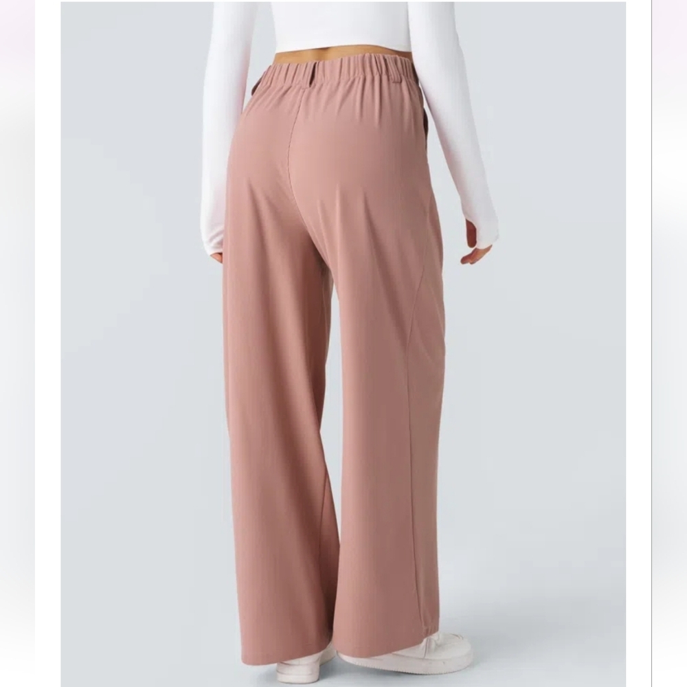 HALARA Wide Leg Pleated Pants in Dusty Rose - Picture 2 of 3